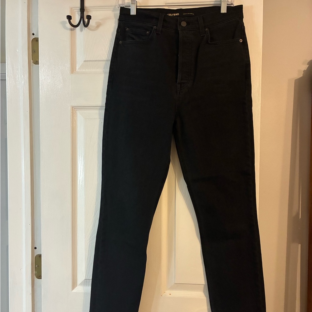 GRLFRND Womens High Rise Straight Black Jeans